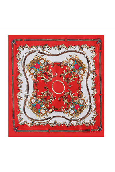 TChic Red Ethnic Patterned Women's Shawl Scarf Accessory 90*90