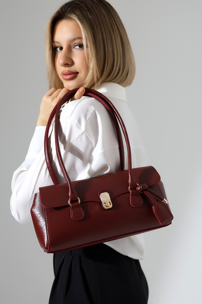 BALANZ Geantă de mână și geantă de umăr pentru femei Burgundy