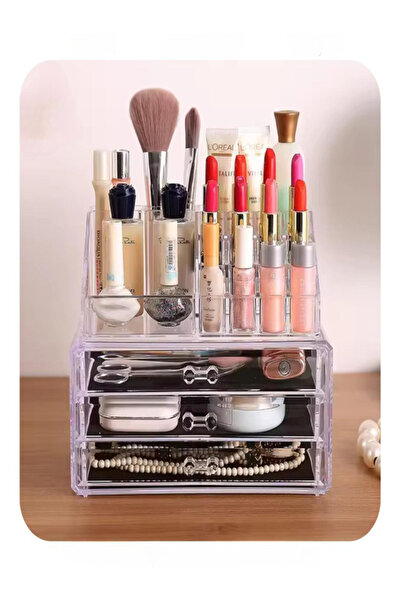 BEC39 منظم مكياج وإكسسوارات أكريليك - لترتيب التسريحة بلمسة فندقية فاخرة