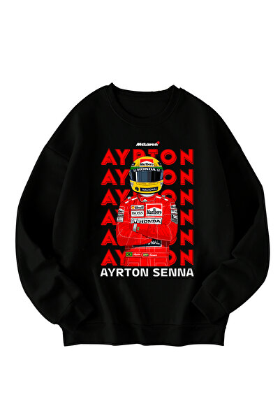 SVART WEAR سويت شيرت أيرتون سينا فورمولا مطبوع قصة فضفاضة للجنسين