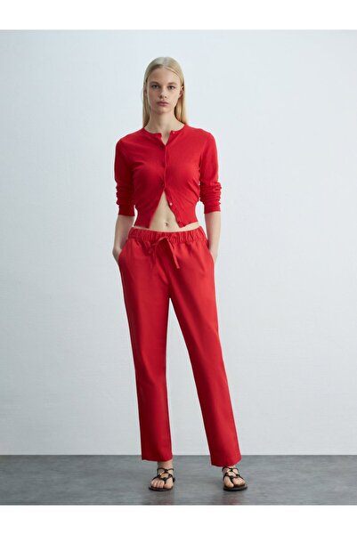 Ltb Basic Buy Elasticated Loose Red Pants