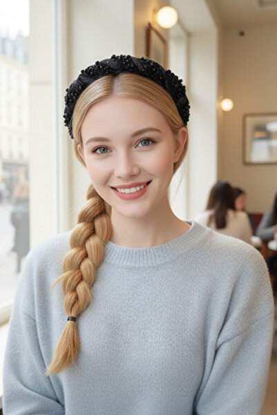 shop Дизайн със зъбни колела, черна метална лента за коса - Неплъзгаща се кор...
