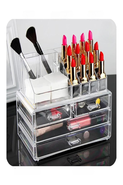 BEC39 منظم مكياج وإكسسوارات أكريليك - لترتيب التسريحة بلمسة فندقية فاخرة
