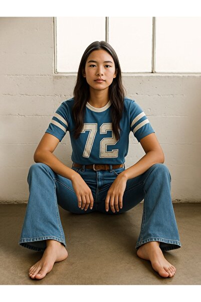 Ltb Short Sleeve Crew Neck Basic Blue T-Shirt