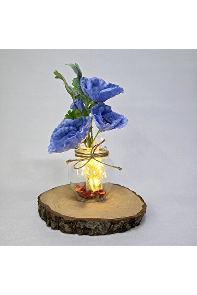 STDEKOR Decorative Vase with Blue Pansy Flowers and Led Lights