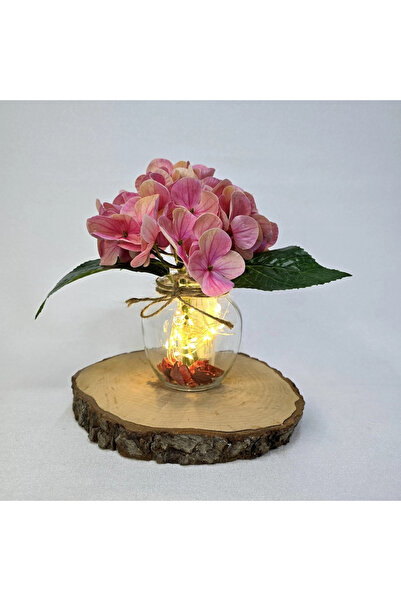 STDEKOR مزهرية زخرفية مع زهور الأوركيد الوردية وإضاءة LED