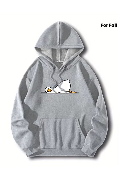 LELVANİ Χαριτωμένο φούτερ με στάμπα πάπιας και άνετη κουκούλα