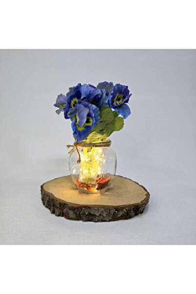 STDEKOR Decorative Vase with Blue Violet Flowers and Led Lights