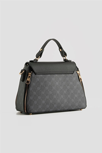 Levidor Black Monogram Patterned Women's Handbag -930361