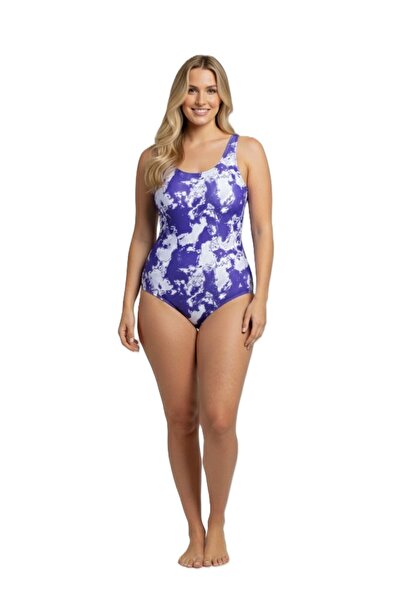 Donnita Büyük Beden Toparlayıcı Desenli Göğüs Pedli Hızlı Kuruyan Mayo 44-46-...