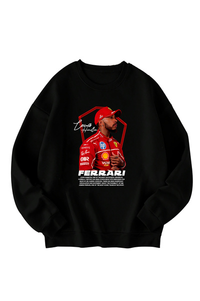 SVART WEAR سويت شيرت لويس هاميلتون تيفوسي مطبوع قصة فضفاضة للجنسين