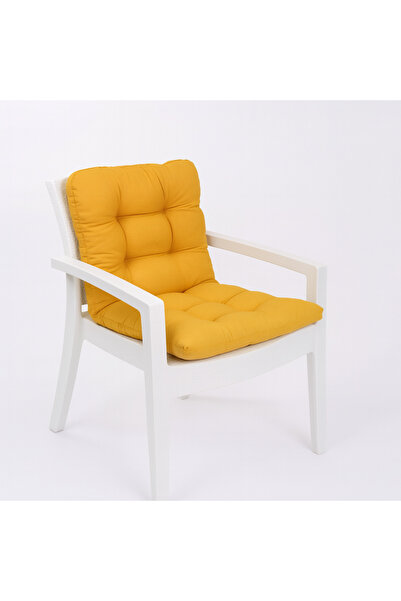 TicaretJet Pofidik Arkalıklı Bej Sandalye Minderi Özel Dikişli Bağcıklı 43x88 Cm