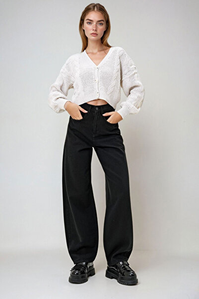 bacc Pantaloni negri talie înaltă Buggy croială Jean