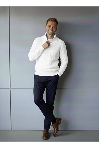 Ewarro Men's Judge Collar Half Zipper Hair Knitwear Sweater