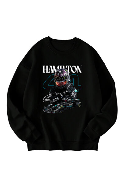 SVART WEAR سويت شيرت سير لويس هاميلتون مطبوع قصة فضفاضة للجنسين