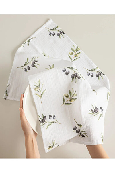 Madame Coco Treve Muslin Drying Cloth - White/Green