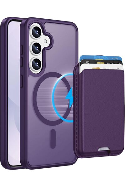 Kipgsm Samsung Galaxy A55 Uyumlu Kılıf Magsafe Kartlıklı Cüzdanlı Arka Yüzeyi...
