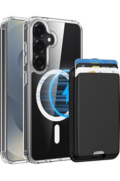 Kipgsm Samsung Galaxy S23 Fe Uyumlu Kılıf Magsafe Kartlıklı Cüzdanlı Arka Yüz...