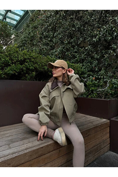 hibiscus Double Collar Jacket Coat - Green