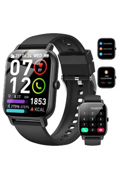 HYX ساعة ذكية مقاس 1.85 بوصة - مكالمات بلوتوث، أكثر من 110 وضع رياضي، مراقبة ...