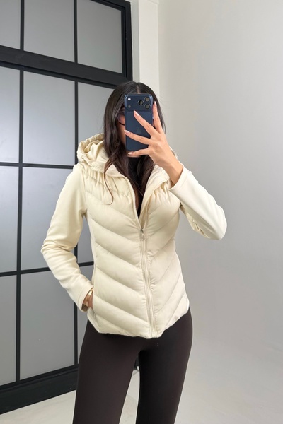 Moderk ZRA Model Range Rover Mom Kontrast Şişme Mont Ceket Kadın Astarlı