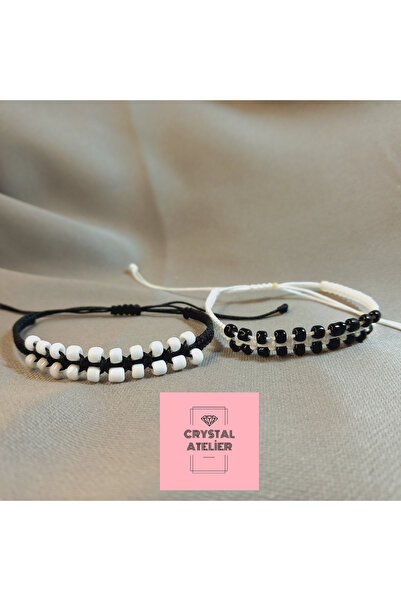 Crystal Atelier Beşiktaş Siyah Beyaz Taraftar Makrome Bileklik Seti – Beşikta...