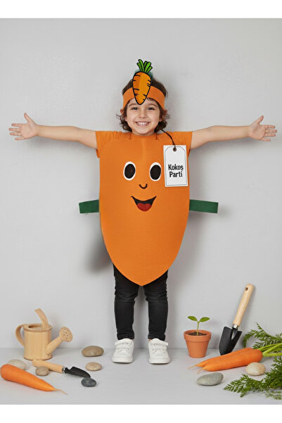 Kokoş Parti Yerli Malı Haftası Keçe Meyve ve Sebze Kostümü – Taç Dahil (Çocuk)