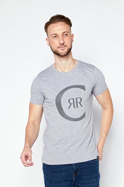 Cerruti 1881 Men Crew Neck Short Sleeves Brand Logo T-Shirt, Grey