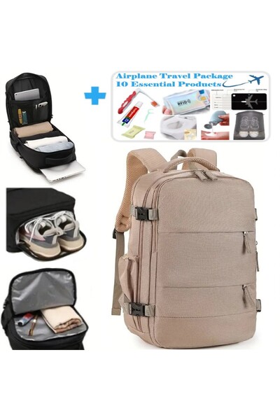 SUAU Rucsac Premium 40x30x20 cm+ Kit 10 Accesorii de Călătorie Incluse - Bagaj Acceptat Wizz Air, RyanAir