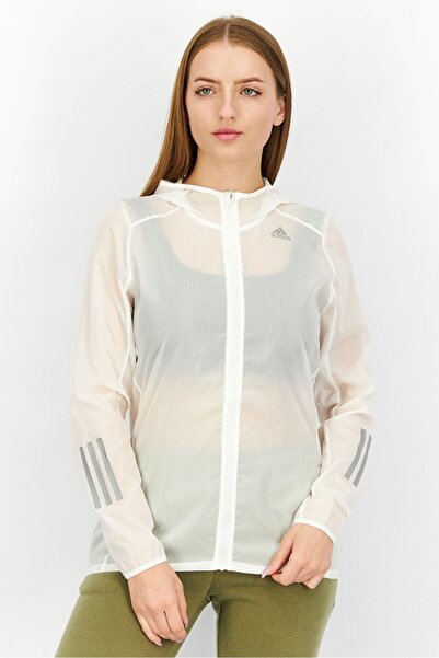 adidas Women Sportswear Fit Long Sleeve Running Windbreaker Jacket, White