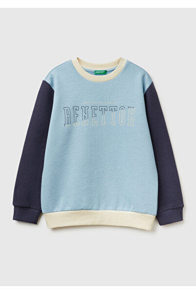 United Colors of Benetton Logo pentru băieți albastru-crem pe față cu imprime...