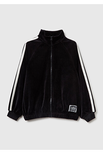 United Colors of Benetton Hanorac pentru fete cu etichetă cu logo negru, cu f...