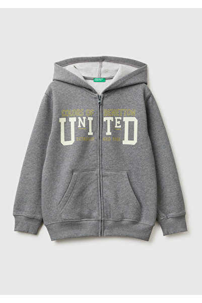 United Colors of Benetton Erkek Çocuk Antrasit Melanj Önü Logo Baskılı Cepli ...