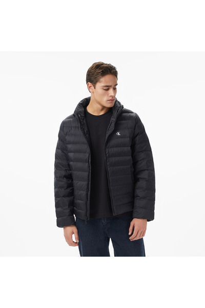 Calvin Klein Nylon Hooded Puffer Erkek Siyah Ceket