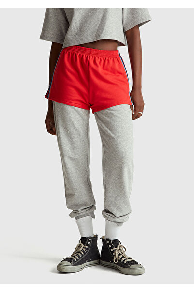 United Colors of Benetton Women's red 100% cotton relaxed fit stranger things sweat shorts