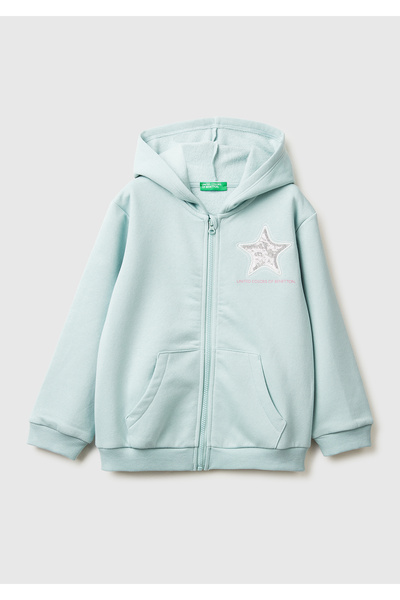 United Colors of Benetton Fete verde apă bloc de culoare cu paiete brodate cu...