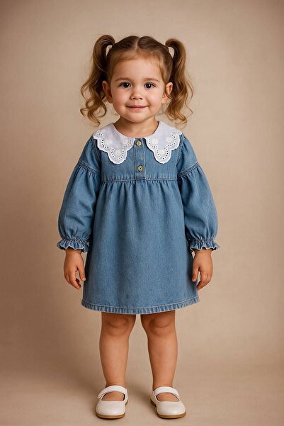 GNSKIDS Dantel Yaka Kot Elbise