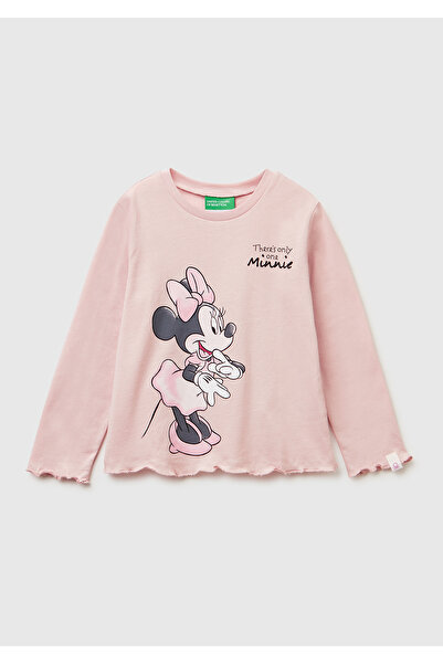 United Colors of Benetton Детска розова блуза с дълъг ръкав и принт отпред и ...