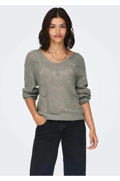 JDY Jdybadut Дълъг ръкав V-образно деколте Struc Glitt Pull Дамски пуловер 15...