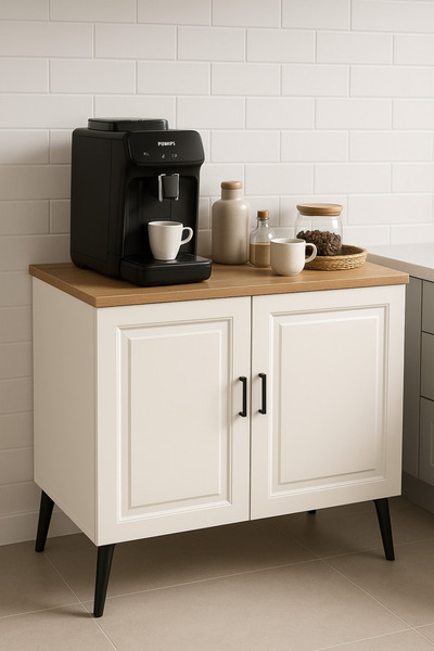 bangu Kahve Köşesi Dolabı ( Derinlik 47 cm ) Çok Amaçlı Dolap ( 80 cm ) Raflı Mutfak Dolabı BKDM007