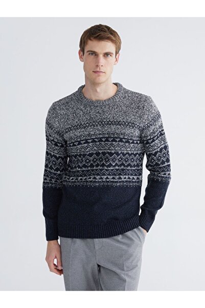 LC Waikiki Lcwaikiki Classic Crew Neck Patterned Men's Knitwear Sweater