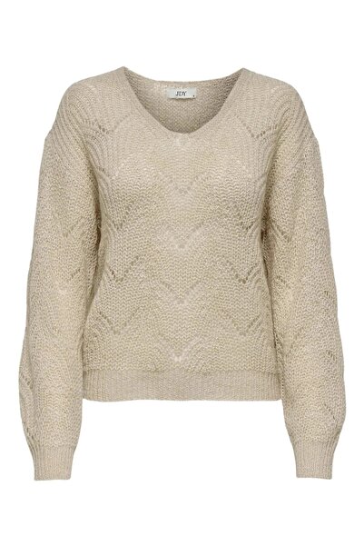 JDY Jdybadut Дълъг ръкав V-образно деколте Struc Glitt Pull Дамски пуловер 15...
