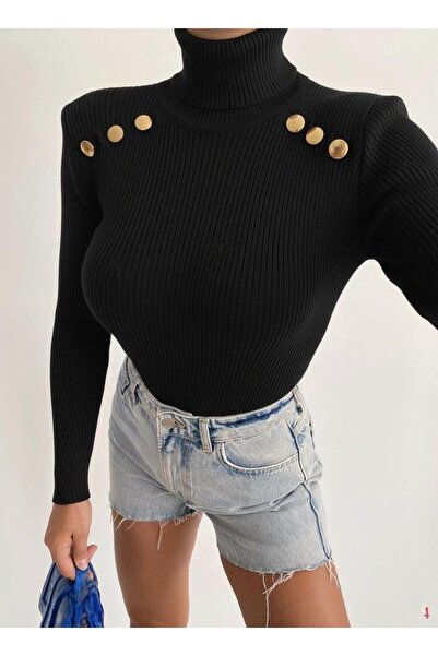 Modafeminen Tricotaj Pulover TR074 NEGRU