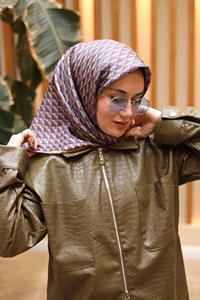 Silk Home Μωβ Γεωμετρικό Σχέδιο Μεταξωτό Φουλάρι Τίβιλ 11423-26