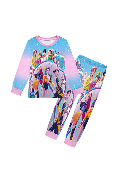 NO BRAND K-Pop Devil Hunter kids' pajamas, uni, long sleeves, pink, size 160cm