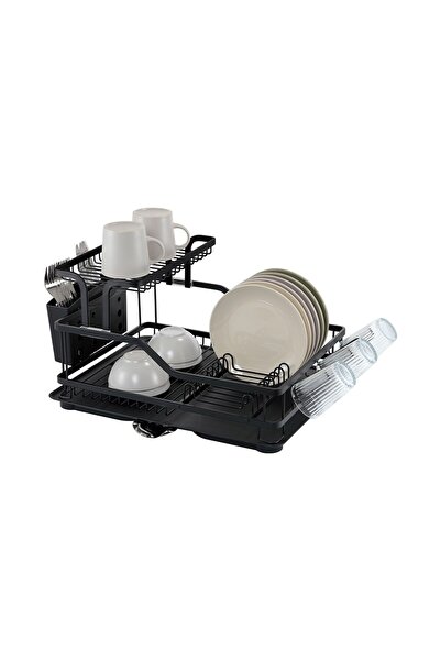 pirimanova Bianka Paslanmaz Alüminyum İki Katlı Bulaşıklık - Siyah