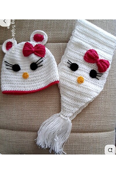 diğerr1 Set de eșarfe mini alb. Set de îmbrăcăminte pentru fete, tricotat man...