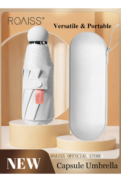 ROAISS مظلة صغيرة قابلة للطي من الفينيل للجنسين مع حافظة صغيرة الحجم، معززة، سميكة، محمولة