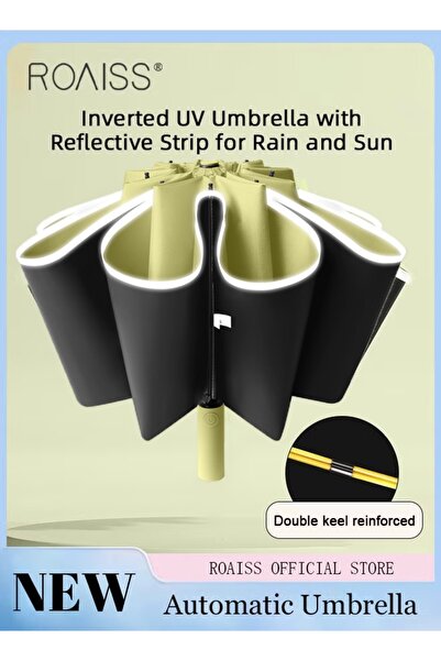 ROAISS مظلة متعددة الوظائف للجنسين، ذات 20 ضلعًا، قابلة للطيّ التلقائي بالكامل، توفر الحماية من المطر والشمس.