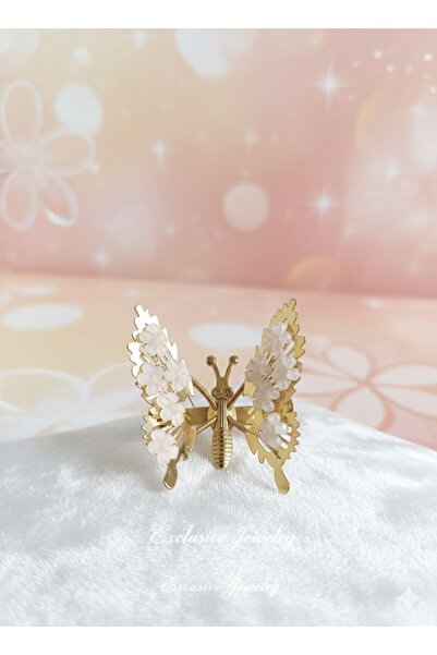Shiklik Elegant Floral Hair Clip with Moving Butterfly Detail